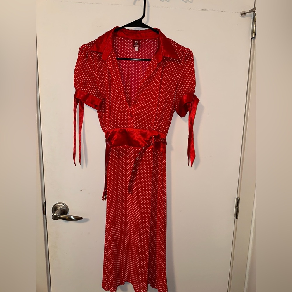 Liz Minelli red polka dot dress